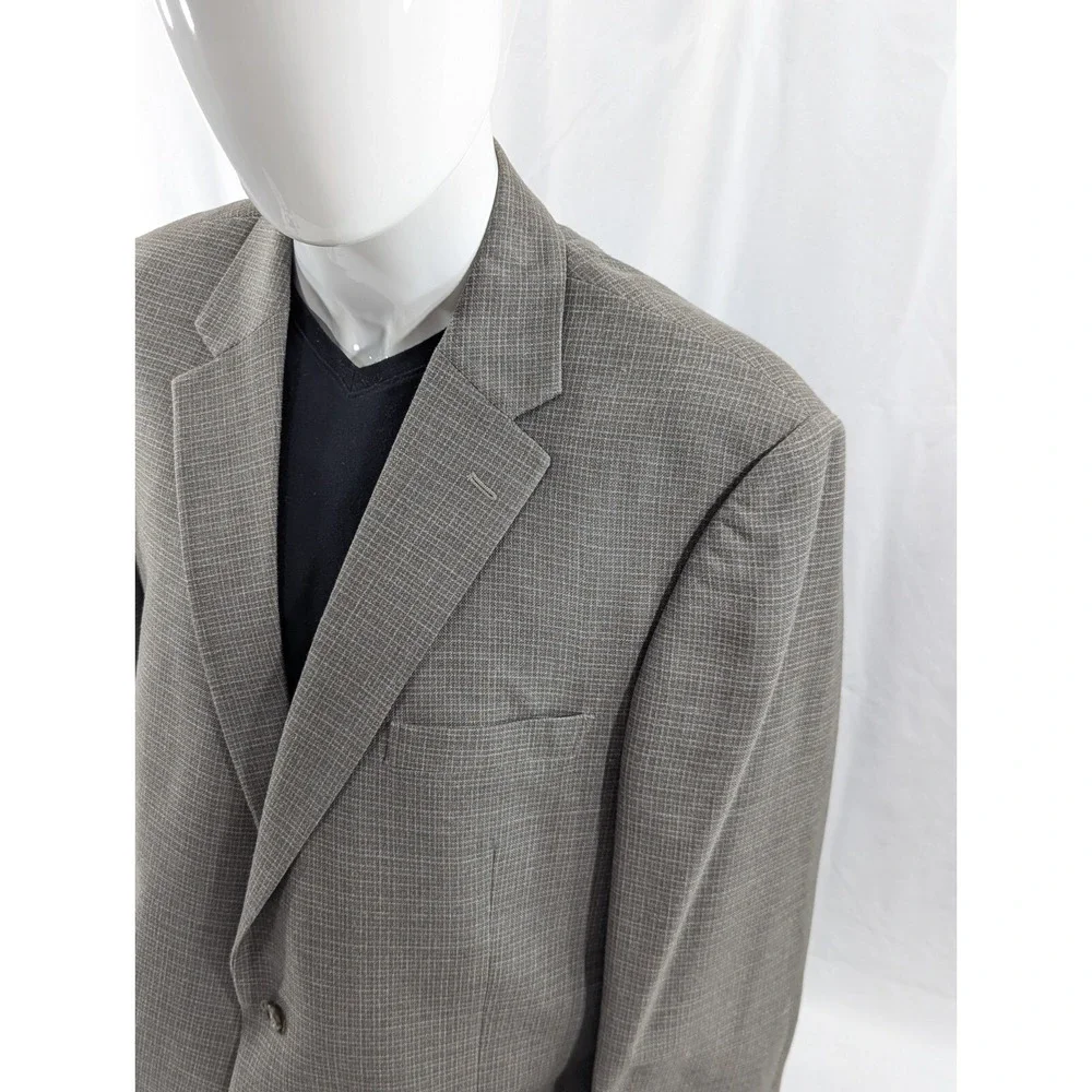 Jos. A Bank Blazer‎ Coat Sport Jacket Silk Wool Nailhead Plaid 46L 50